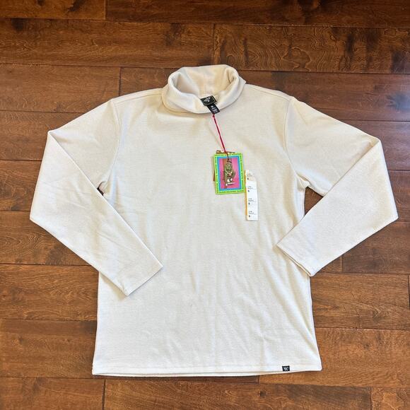 NWT Houston White Turtleneck Rib Knit Relaxed Pullover Sweater Cream Womens S - Picture 2 of 8